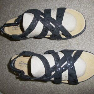 Clark's collection Ultimate control Black criss cross Sandals  sz 8,5